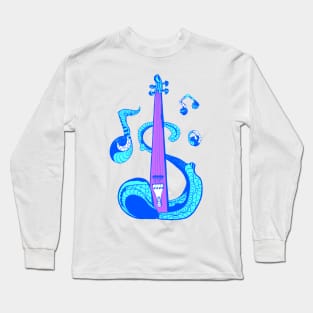 Neon Blue String Violin Long Sleeve T-Shirt